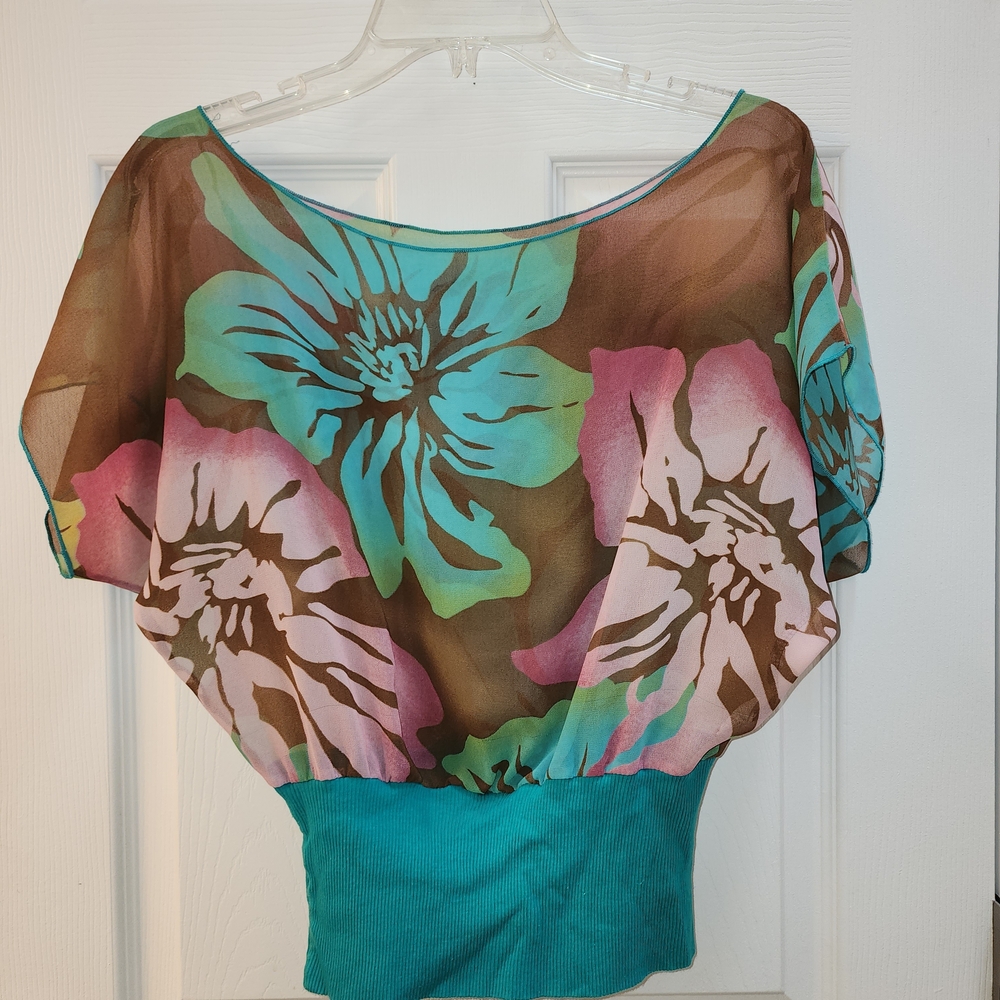 Floral Chiffon Women's Top - Picture 2 of 3
